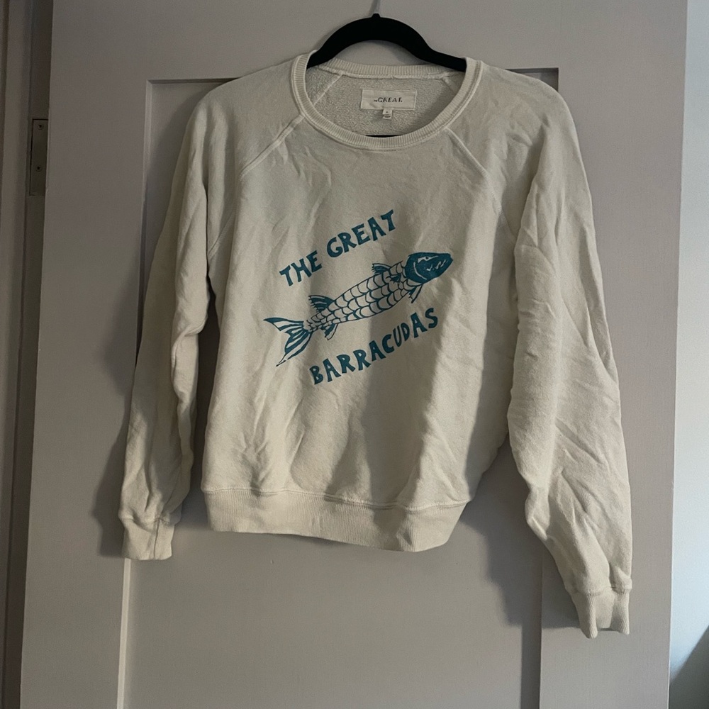 THE GREAT. Cream Barracudas Sweatshirt